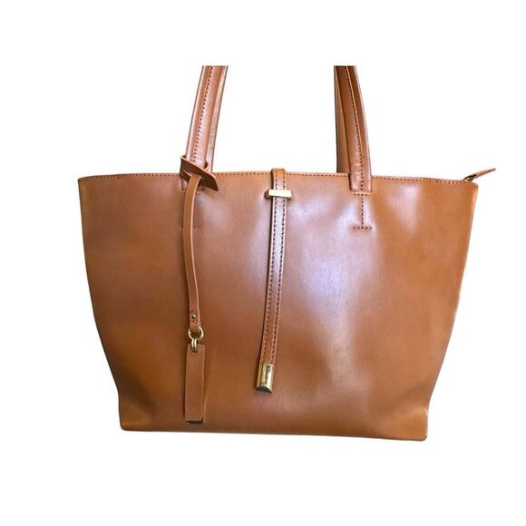 Vince Camuto Light Brown Leila Leather Tote New Condition $228 RETAIL - Picture 1 of 16